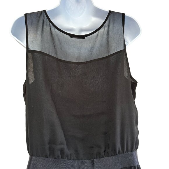 Sisley Color Block Pleated Asymmetrical Midi Dress Black US Size 8 Lined - Picture 10 of 15